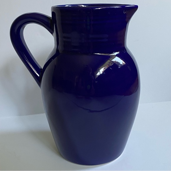 Pottery Pitcher Vintage Cerind Porcelana Vitro Portugal Cobalt Blue 7.25” Vase - Picture 3 of 16